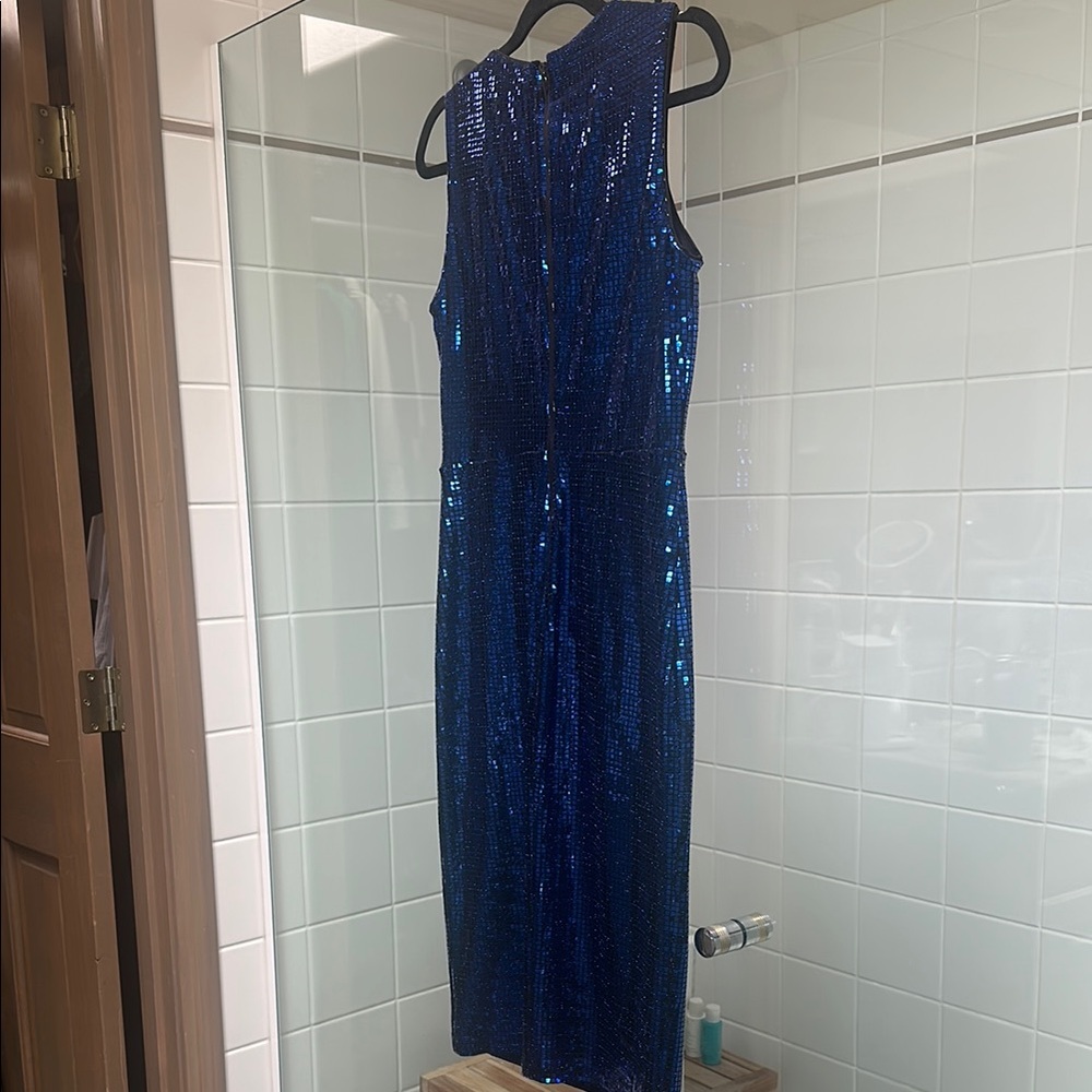 Calvin Klein Blue Sequin Midi Dress - Picture 3 of 3
